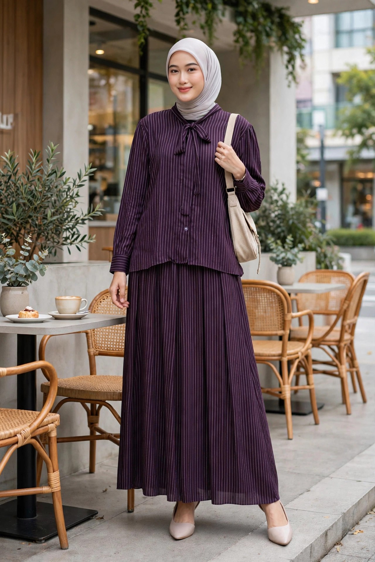 Aruna set rok burgundy
